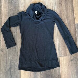 Merona Black Cowl Neck Sweater XS long length long sleeve soft & fuzzy fleece